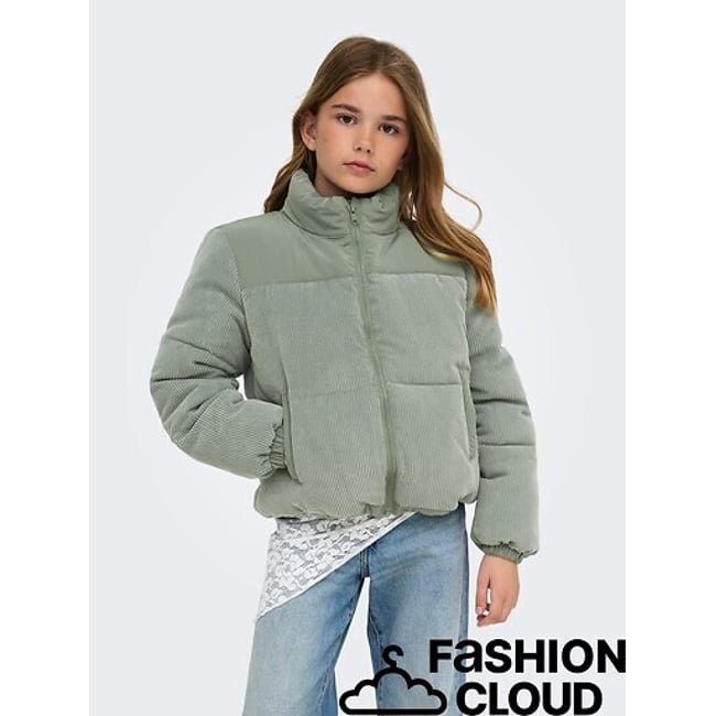 Doudoune sans capuche en velours côtelé vert clair <span itemprop=