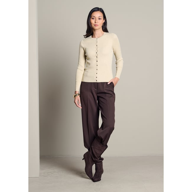Cardigan côtelé scintillant champagne sand <span itemprop=