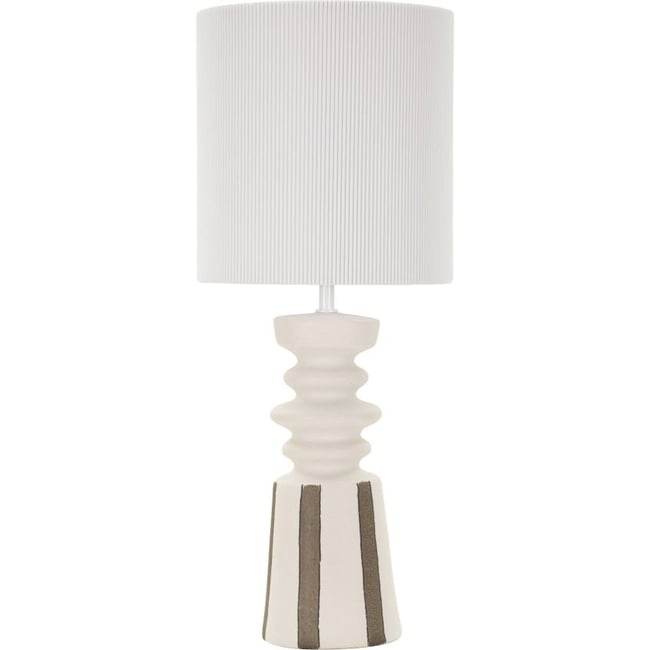 Lampe à poser céramique abat-jour plissé MODERN Couleur blanc et doré <span itemprop=