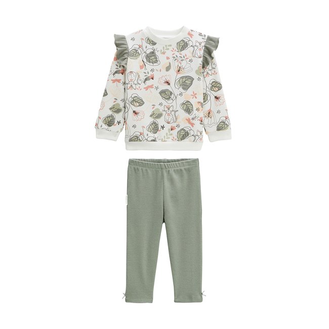 Ensemble bébé sweat en molleton et legging Lily kaki <span itemprop=