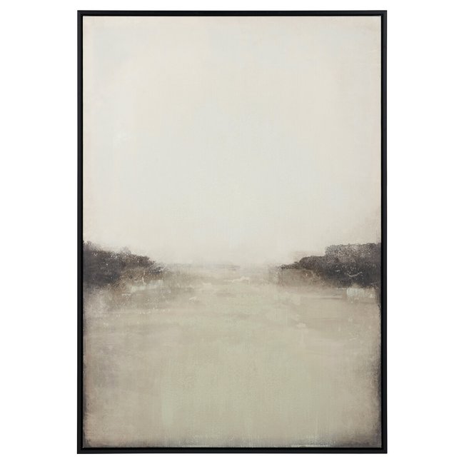 100 x 70cm Grey & White Abstract Canvas with Black Frame, black/white, SO'HOME