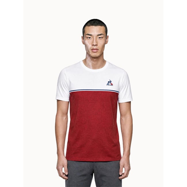 T-shirt en jersey de coton avec bande tricolore Tricolores white <span itemprop=