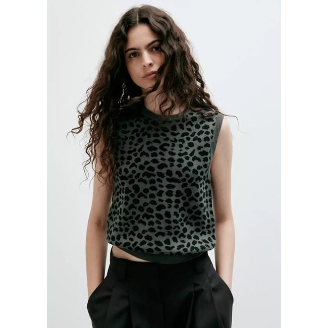Top imprimé pois gris anthracite <span itemprop=