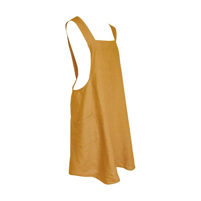 Tablier japonais lin lavé Salomé VENT DU SUD gold <span itemprop=