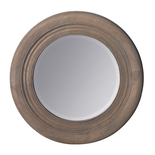 Miroir rond oxydé H 50 cm Couleur bois <span itemprop=