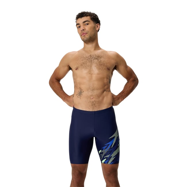 Jammer de natation motif/style asymétrique MEDLEY bleu marine / bleu <span itemprop=