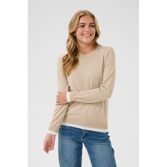 Pullover tricoté beige feather gray melange <span itemprop=