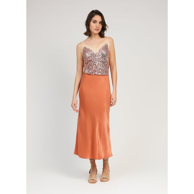 Jupe Midi GALVINE terracotta <span itemprop=