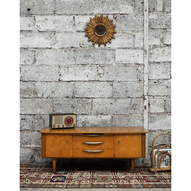 Enfilade bois clair laqué Margaret N°490 - Bon état Couleur bois clair <span itemprop=