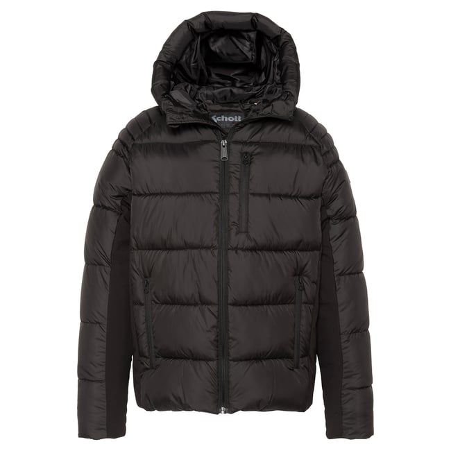 Blouson à capuche bi-matière noir <span itemprop=