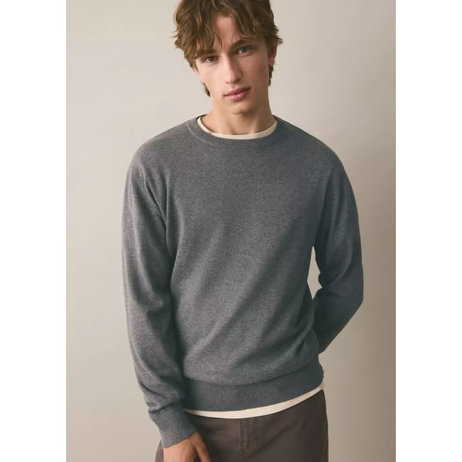 Pull-over maille coton gris chiné moyen <span itemprop=