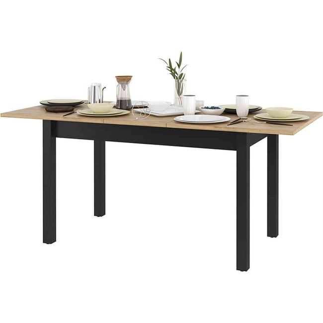 Table extensible QUANT effet chêne Couleur chêne artisan et noir <span itemprop=