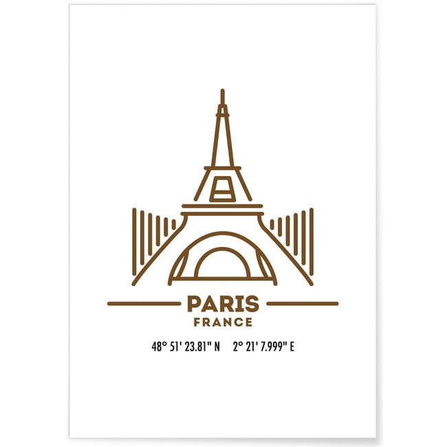 Poster Coordonnées Paris Couleur blanc <span itemprop=