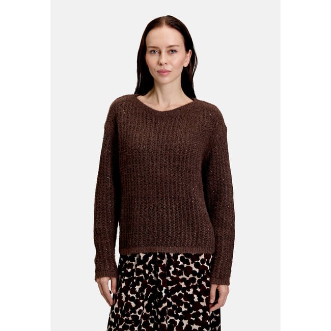 Pull-over en grosse maille à paillettes light maroon <span itemprop=