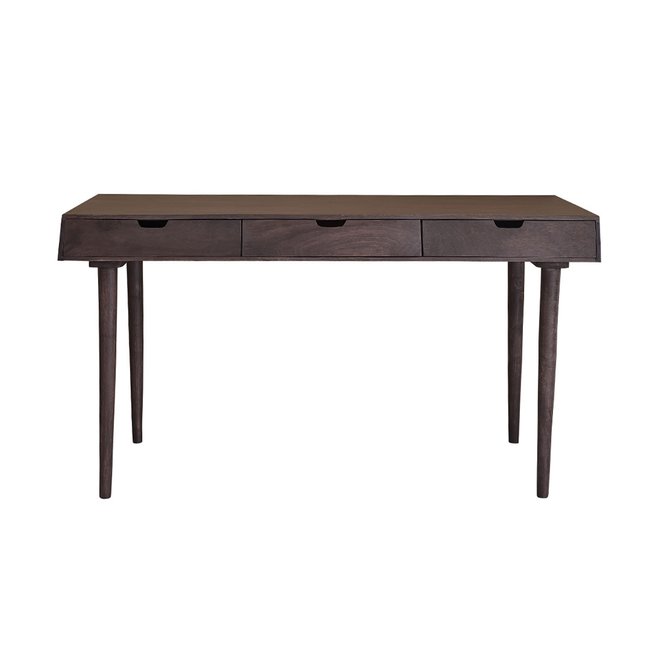 Bureau en bois de manguier 140 cm 3 tiroirs  CAMERON Couleur marron <span itemprop=