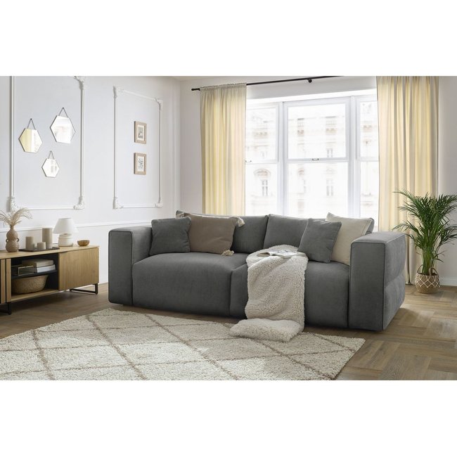 Canapé droit convertible 3 places en tissu, EZECHIEL - BOBOCHIC