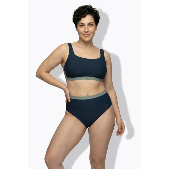Bikini avec bonnets souples bleu foncé <span itemprop=