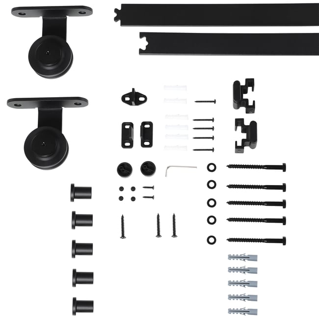 Kit de quincaillerie pour porte coulissante Couleur noir <span itemprop=