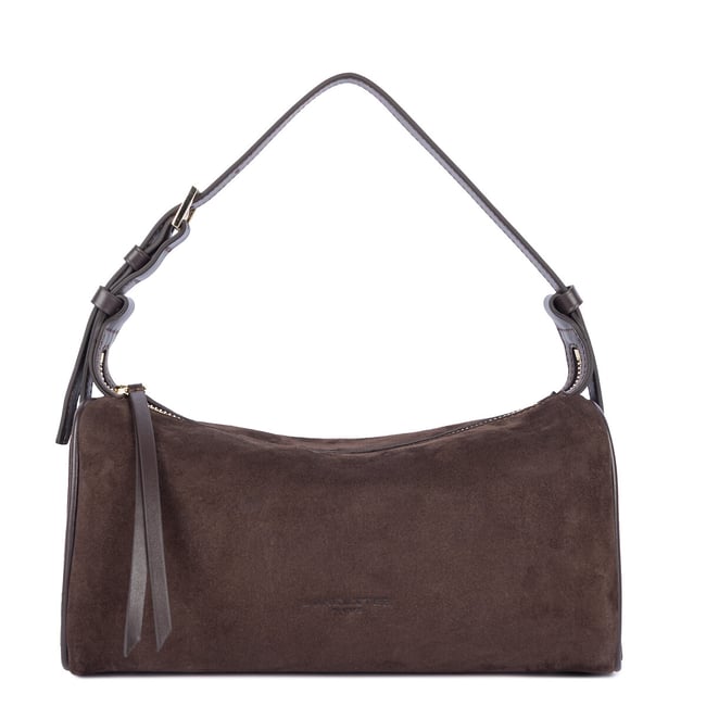 Sac à main en cuir velours, SUEDE marron <span itemprop=