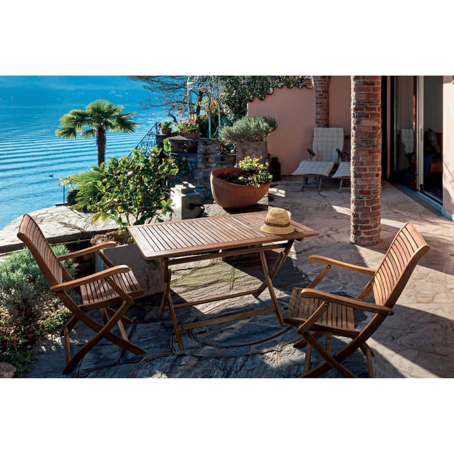 Table de jardin rectangulaire pliable en acacia L120 - CANCALE bois clair <span itemprop=