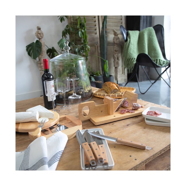 Plateau à fromage pivotant avec ustensiles Couleur beige <span itemprop=