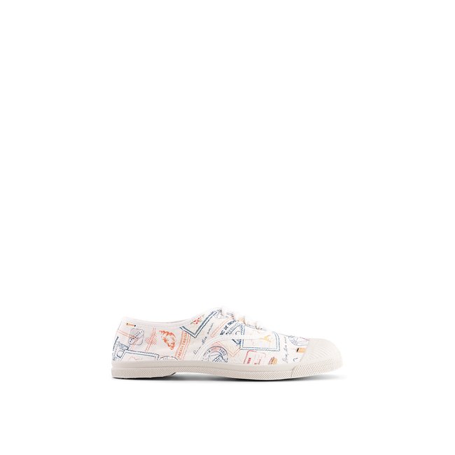 Tennis à lacets Timbre Paris imprimé blanc <span itemprop=