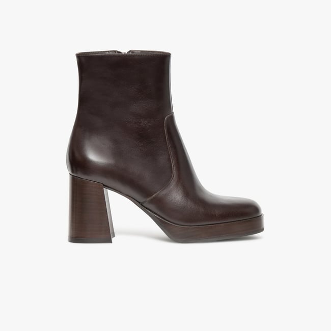 Boots À Talon en cuir EZRA marron chocolat <span itemprop=