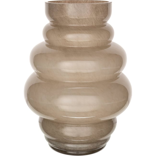 Vase en verre sculptural fait main Couleur taupe <span itemprop=