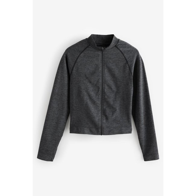 Veste de yoga zippée sans coutures gris anthracite <span itemprop=