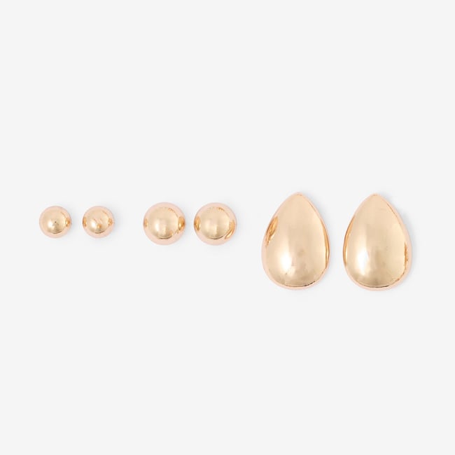 Set de 3 paires de boucles d'oreilles dorées doré <span itemprop=