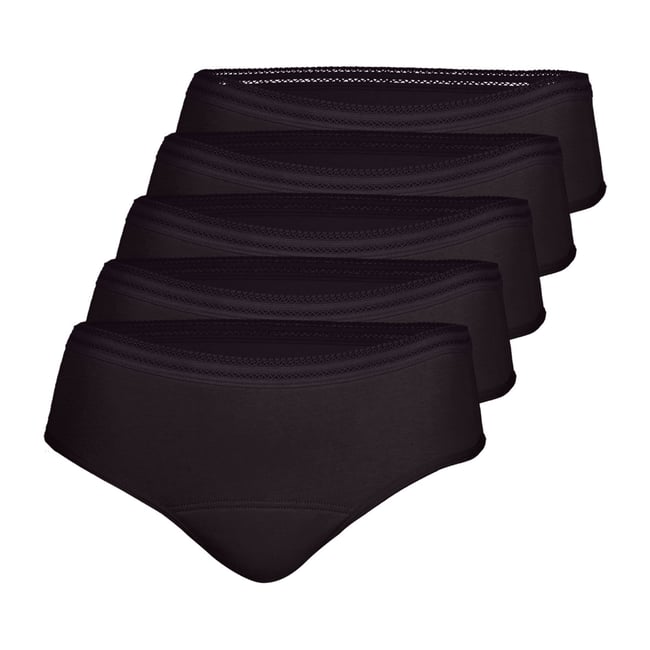 Culottes menstruelles, lot de 5 noir <span itemprop=