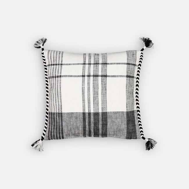 Kissenbezug Parfeti aus Baumwolle, 45 x 45 cm ecru/schwarz <span itemprop=