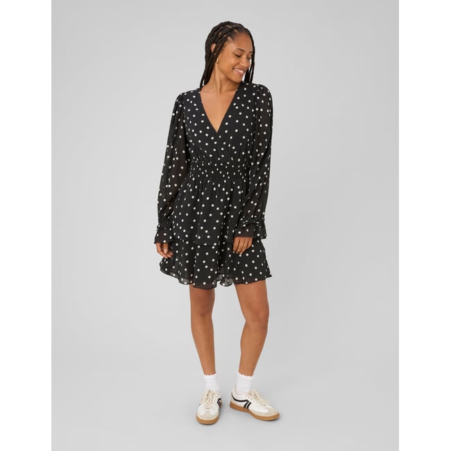 Robe courte imprimée noir <span itemprop=