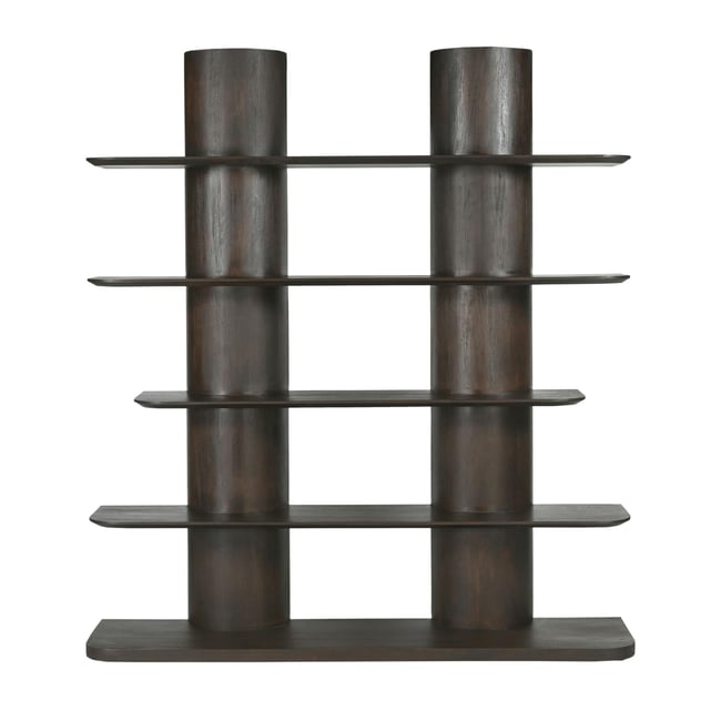Bibliothèque étagère bois brun 2 colonnes ALMA Couleur marron <span itemprop=