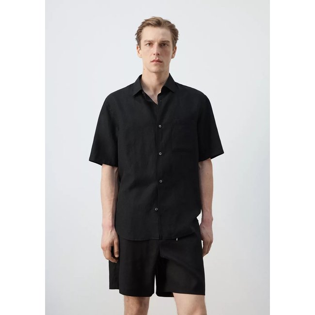 Chemise fluide manches courtes noir <span itemprop=