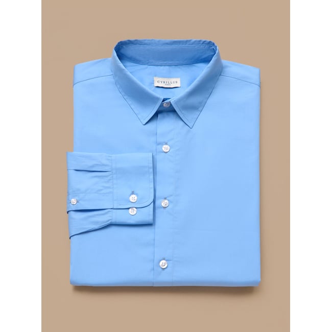 Chemise popeline unie  - coupe contemporaine bleu <span itemprop=