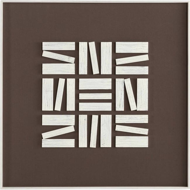 Tableau mural abstrait en bois et verre Couleur blanc et brun <span itemprop=