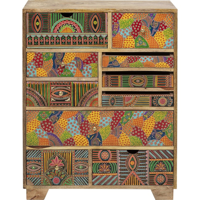 Commode motifs mandala 10 tiroirs, PARADISE Couleur multicolore <span itemprop=