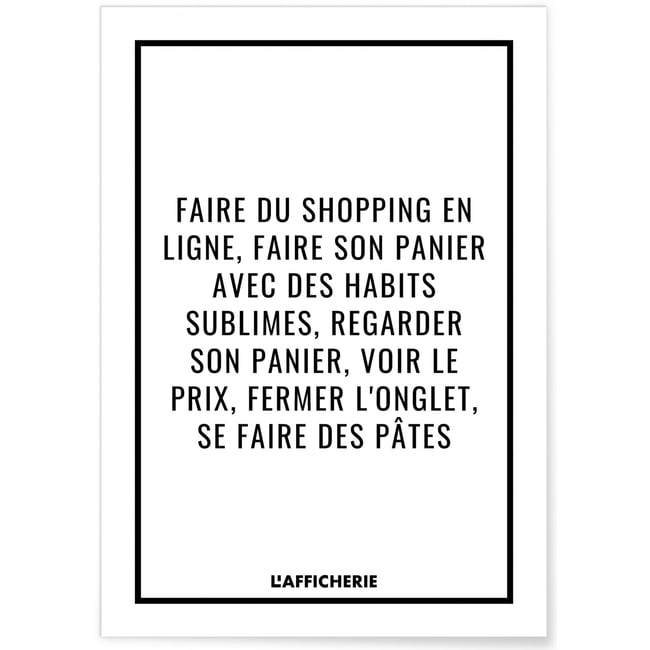 Affiche 'Faire du shopping...' Couleur blanc <span itemprop=