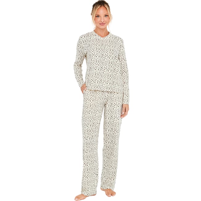Pyjama pantalon top manches longues Wild Calm ivoire <span itemprop=