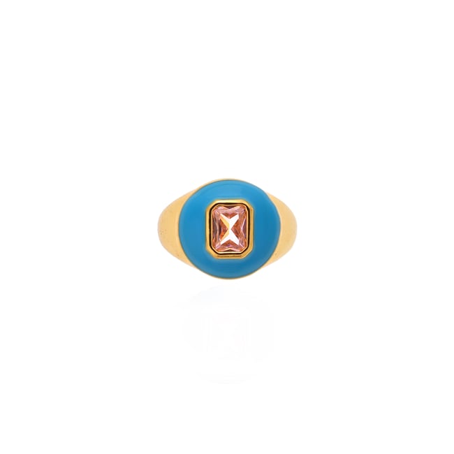 Bague chevalière réglable en émail CHANA - HIPANEMA