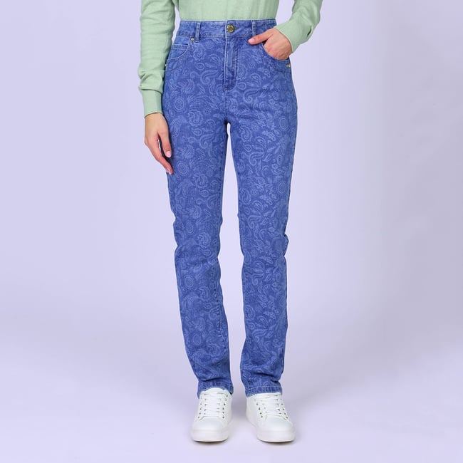 Jean imprimé confort blue bleached <span itemprop=