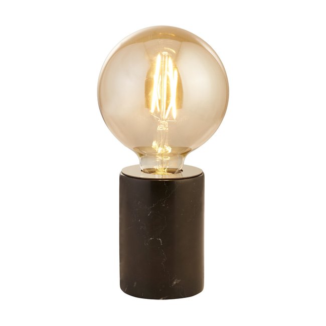 Black Marble Base Table Lamp with Amber LED Bulb, black, SO'HOME