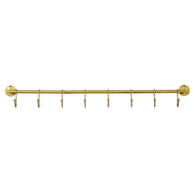 Barre de support ustensiles de cuisine doré avec 8 crochets 80cm doré <span itemprop=