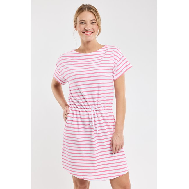 Robe de plage rayée en coton léger blanc/petunia <span itemprop=