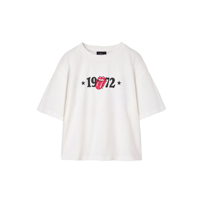 T-shirt Rolling Stones écru <span itemprop=