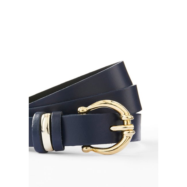 Ceinture fine croute de cuir bleu bleu marine Damart La Redoute