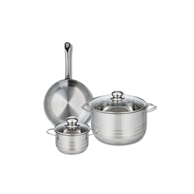 Batterie 1 poêle 24cm + 2 faitouts 14/24cm PROFI BRILLANT gris <span itemprop=