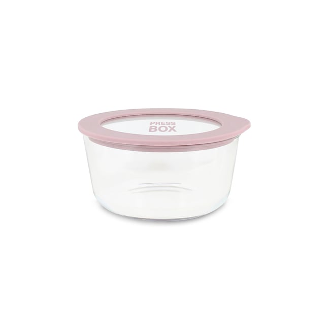 Boite hermétique ronde en verre 470ml, PRESSBOX lavande <span itemprop=