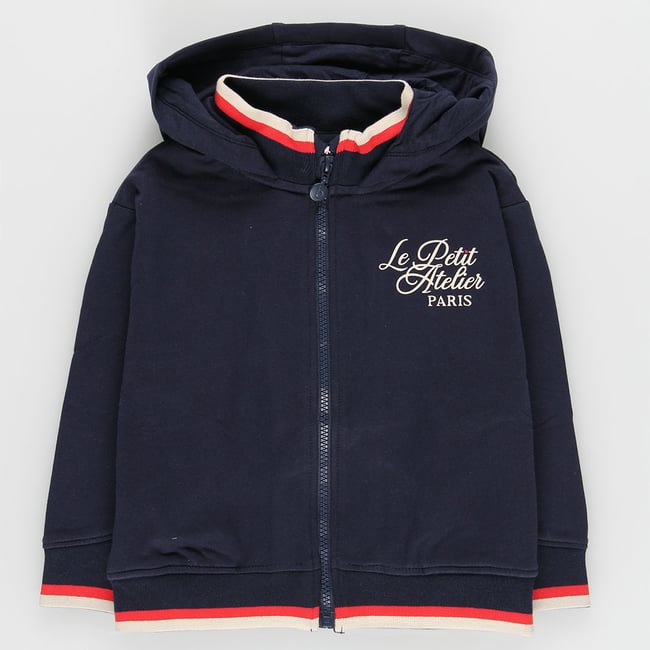 Veste en molleton fille à capuche bleu <span itemprop=